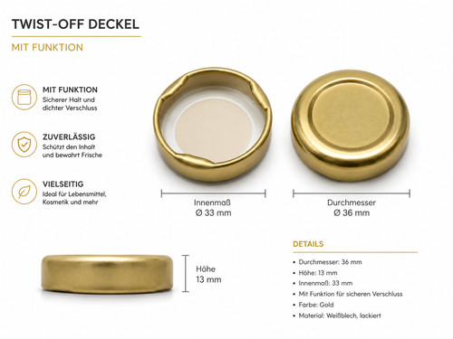 Twist off deckel - twist-off, gold