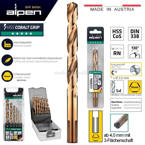 Alpen grip hss co5 - alpen, 130°